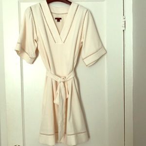 Ann Taylor ivory belted shift dress